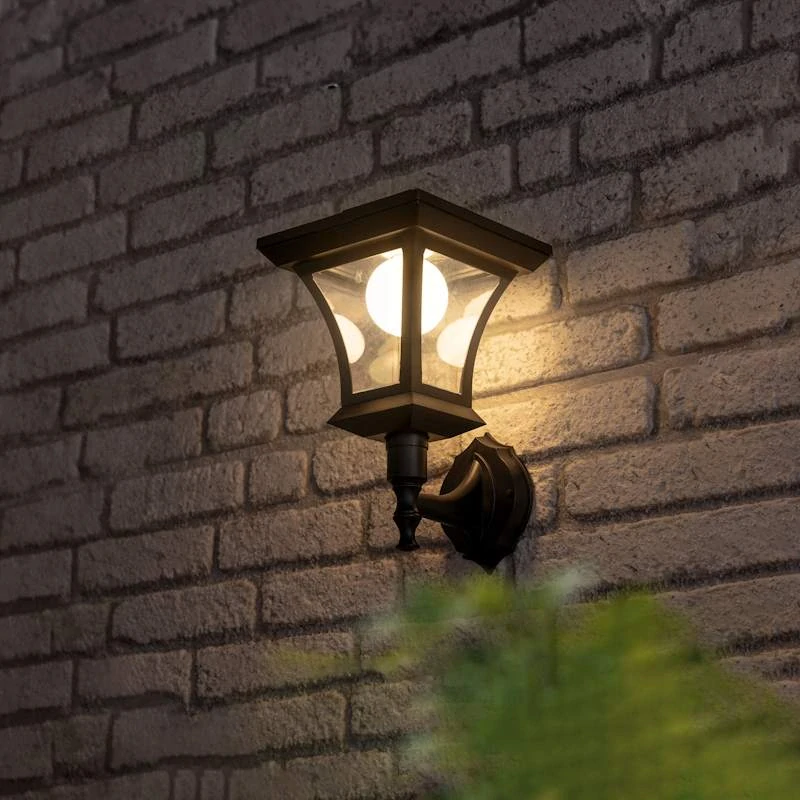 Solárna nástenná lampa lampáš 8 LED 50 lm IP44 – teplá biela, čierna, 21 cm