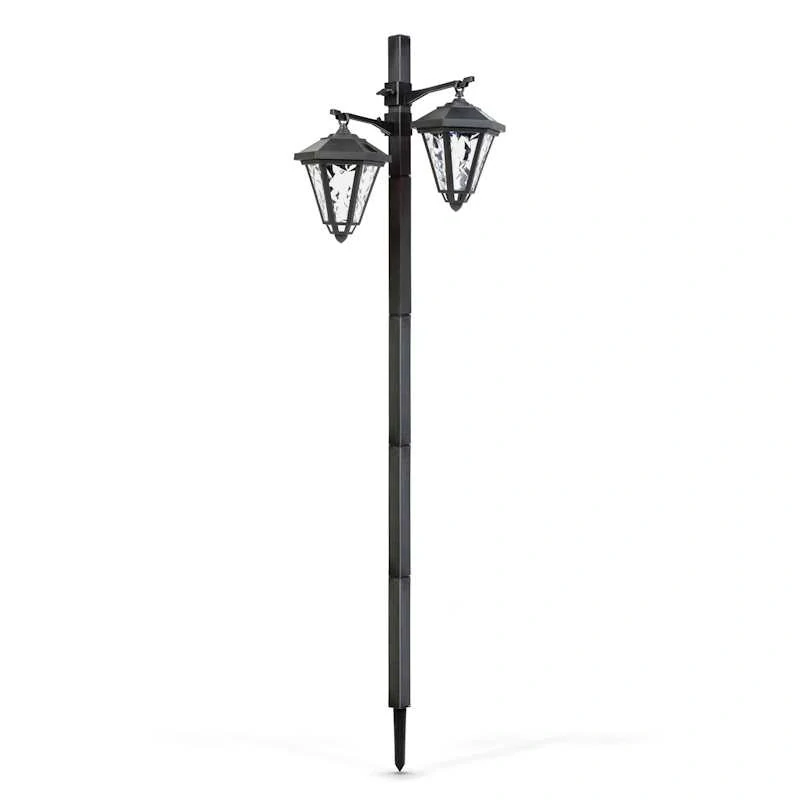 Solárny dvojitý svietnik 137 cm – kryštálové lampy, studená biela, IP44