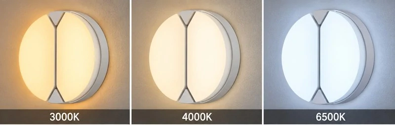 Rozsvietené svietidlo VITO ALBION na stene v troch farbách svetla – 3000 K, 4000 K a 6500 K