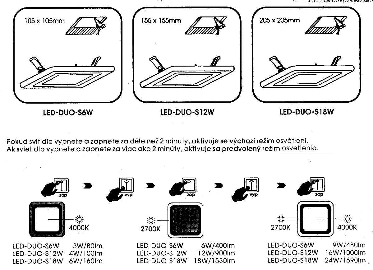 Dvojfarebný LED kruh 14,5cm, 6W+3W, 4000K+2700K