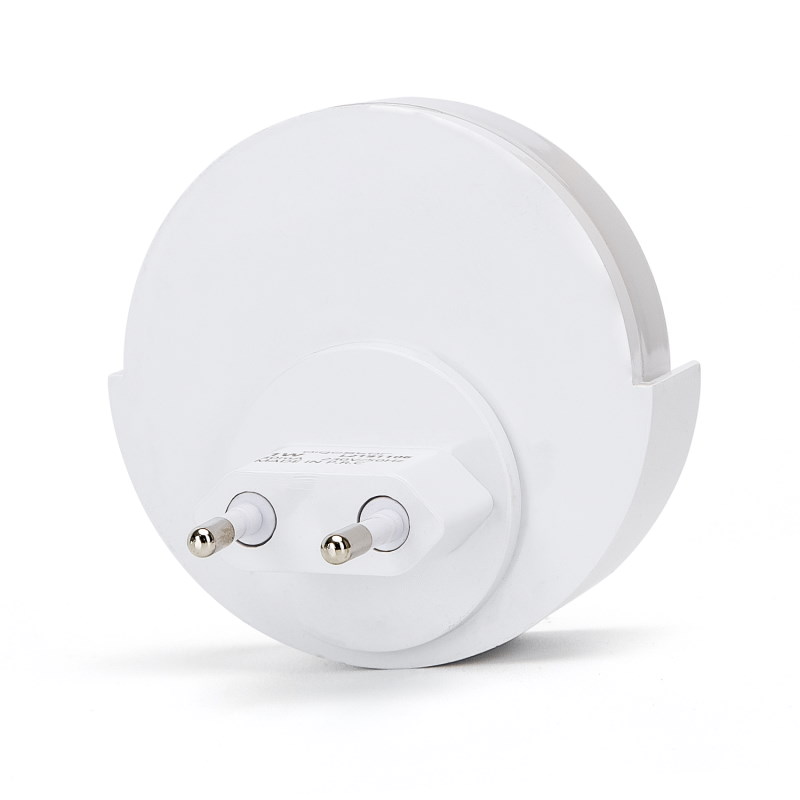 Nočné svietidlo do zásuvky EU Kruh 1W/40lm so senzorom stmievania