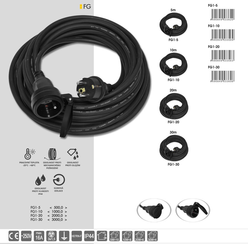 Pohyblivý prívod-spojka FG 5m 3x1,5mm