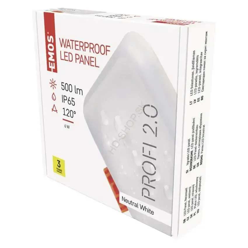 Vodeodolný LED panel VIXXO 75×75, štvorcový vstavaný biely, 6W neutr. b.,IP65