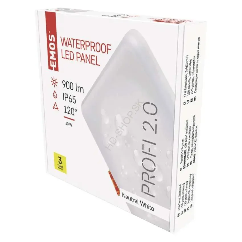 Vodeodolný LED panel VIXXO 125×125, štvorcový vstavaný biely,10 W neu.b.,IP65