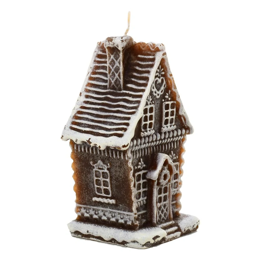 Sviečka - perníkový domček veľký hnedý 110 x 190 mm