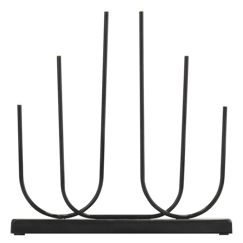 LED svietnik kovový čierny, 40 cm, 2x AA, vnútorný, teplá biela