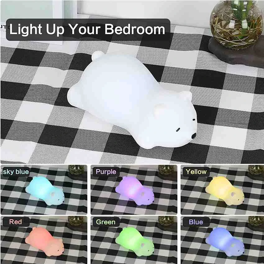 LED nočné svetlo medveď, multicolor, dobíjateľný