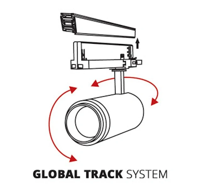 LED svietidlo pre lištový systém 30W, (3f) 15-60st., 4100K, biele