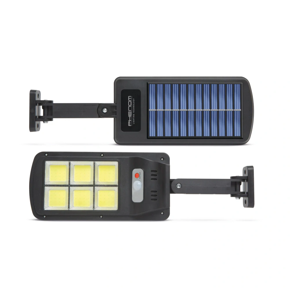 Solárny reflektor PHENOM 6 COB LED 5W 300 lm – 3 režimy, PIR 120°, IP65