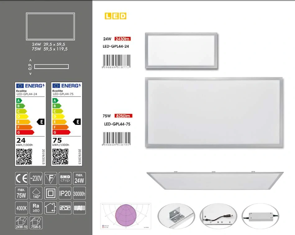 Ecolite podhľadový LED panel LED-GPL44-75 75W 4000K 7000 lm 