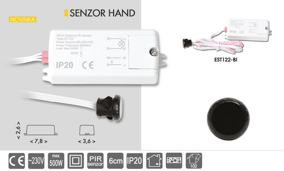 Senzor PIR na pohyb rukou
