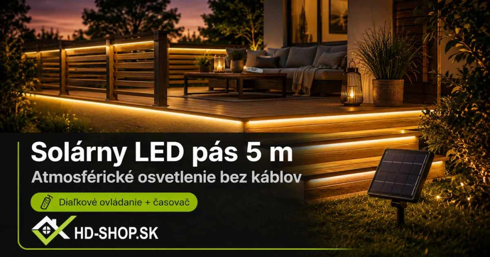 Solárny LED pás s diaľkovým ovládaním 5m