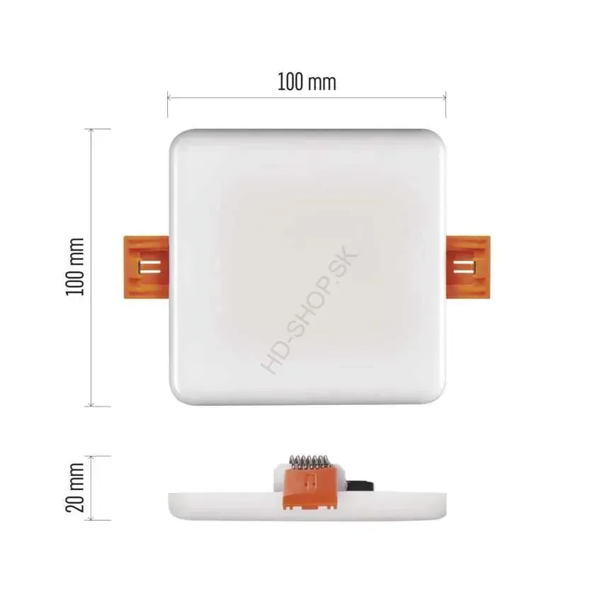 Vodeodolný LED panel VIXXO 100×100, štvorcový vstavaný biely,7,5W neutr.b.,IP65