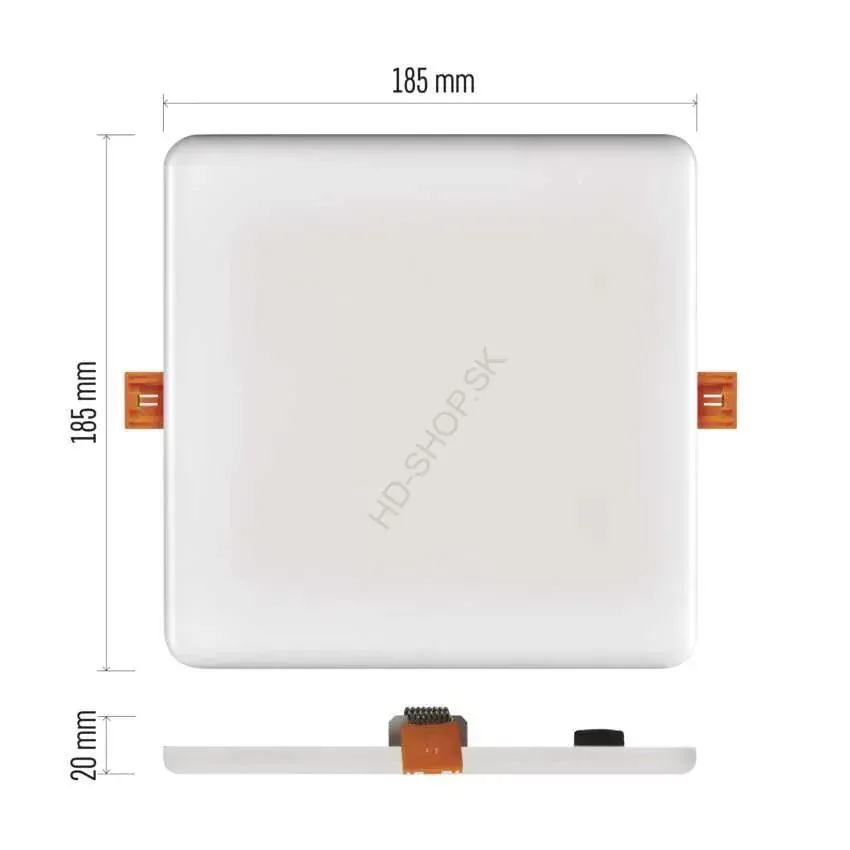 Vodeodolný LED panel VIXXO 185×185, štvorcový vstavaný biely,19W neut.b.,IP65