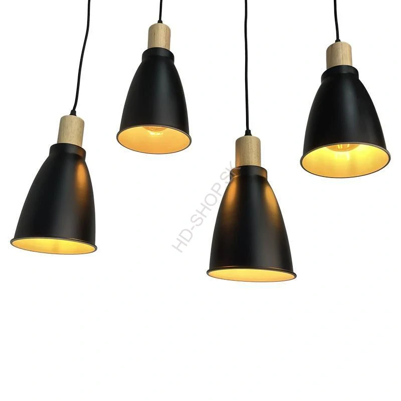 Závesné kovové svietidlo čierne - 4x E27