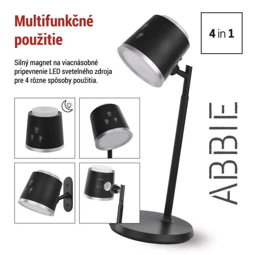 LED akumulátorová stolná lampa ABBIE čierna