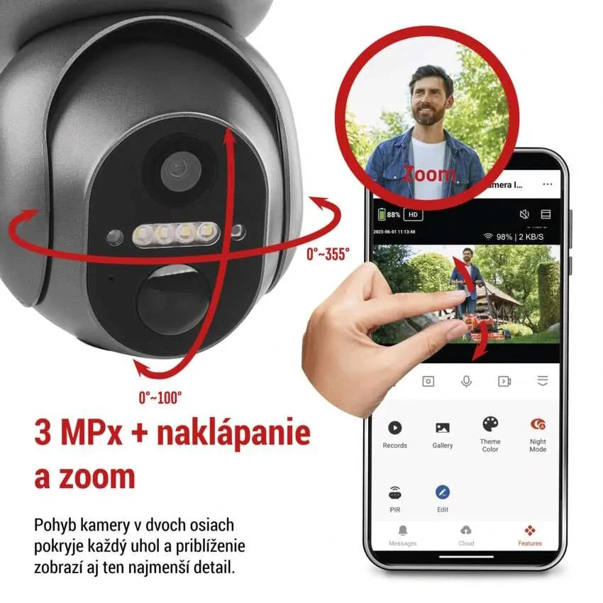 GoSmart Vonkajšia otočná kamera IP-6000 OWL s 4G/LTE, šedá, so solárnym panelom