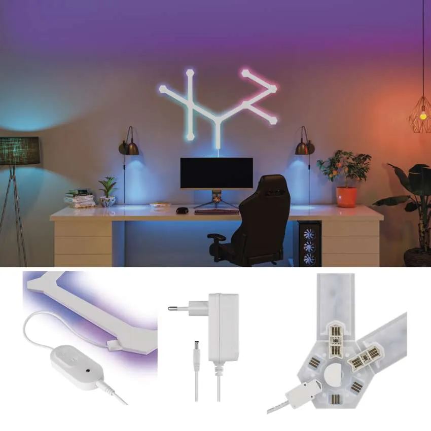 GoSmart LED svietidlo Lines čierne, 9 dielov, 34 W, RGBIC stmievateľné, WiFi