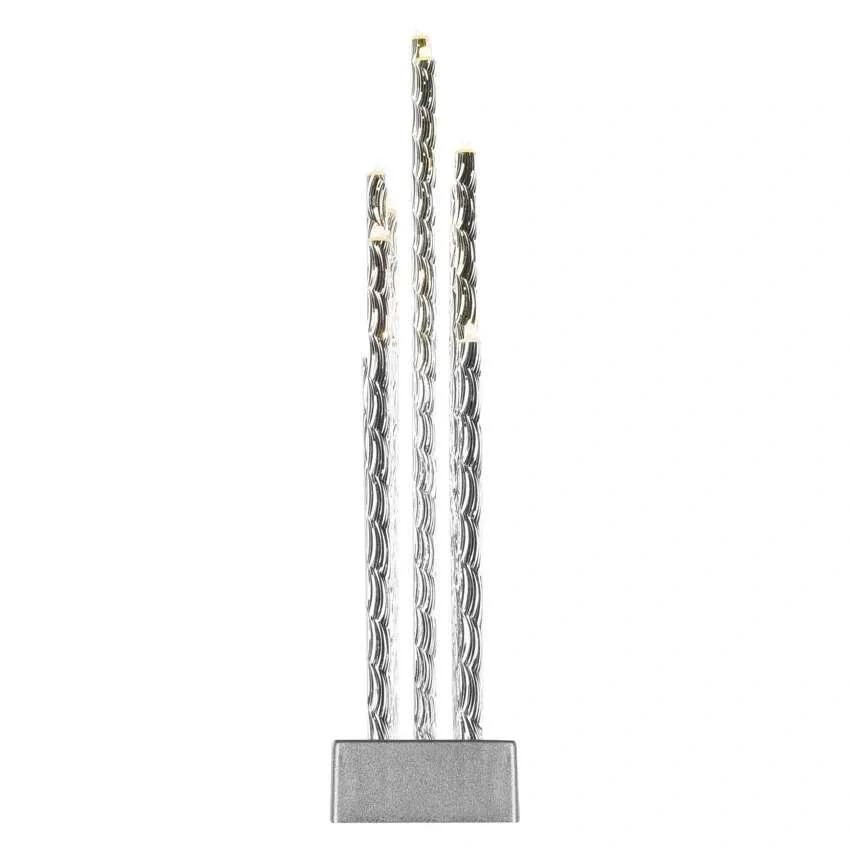 LED svietnik strieborný, 28,5 cm, 3x AA, vnútorný, teplá biela, časovač