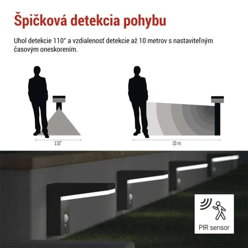 LED solárne nástenné svietidlo VEREA 4,4 W 3000 K IP44 čierne