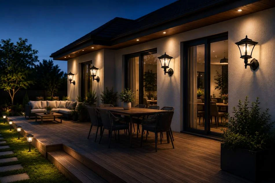 Solárna nástenná lampa lampáš 8 LED 50 lm IP44 – teplá biela, čierna, 21 cm