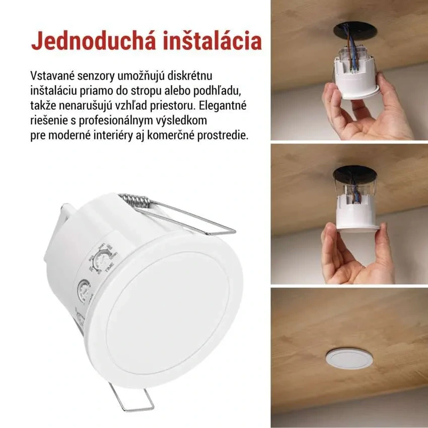 Mikrovlnný senzor prítomnosti IP20 24GHZ 2000W, biely