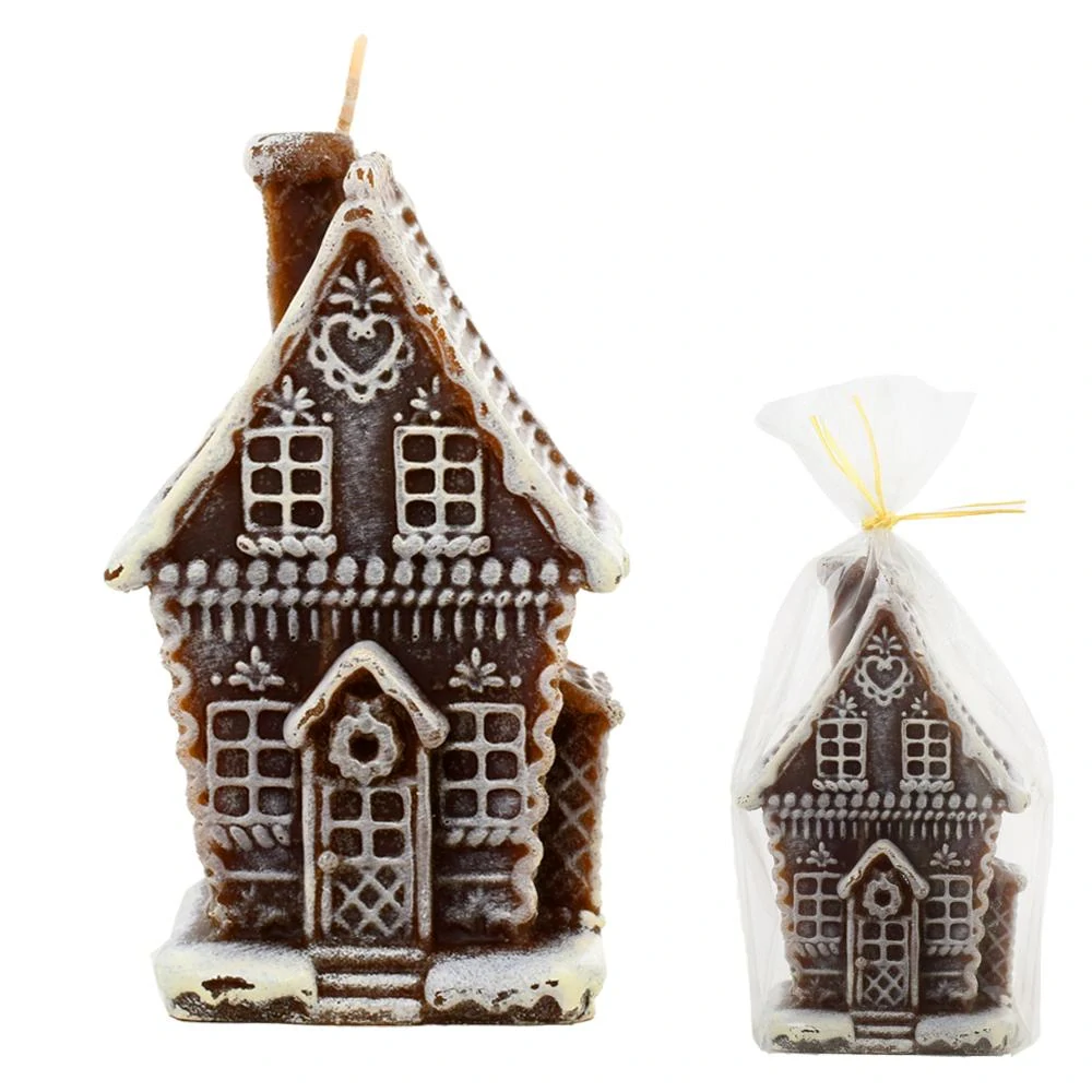Sviečka - perníkový domček veľký hnedý 110 x 190 mm