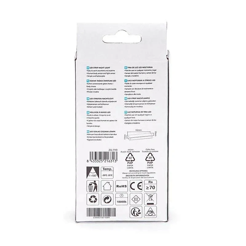 Nábytková nočná lampa s pohybovým senzorom, pripevnená magnetom s nabíjateľnou batériou