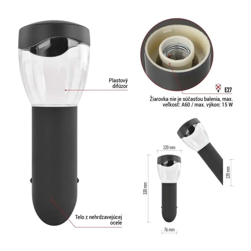 Záhradné nástenné svietidlo ARTEO, antracit, E27, IP44