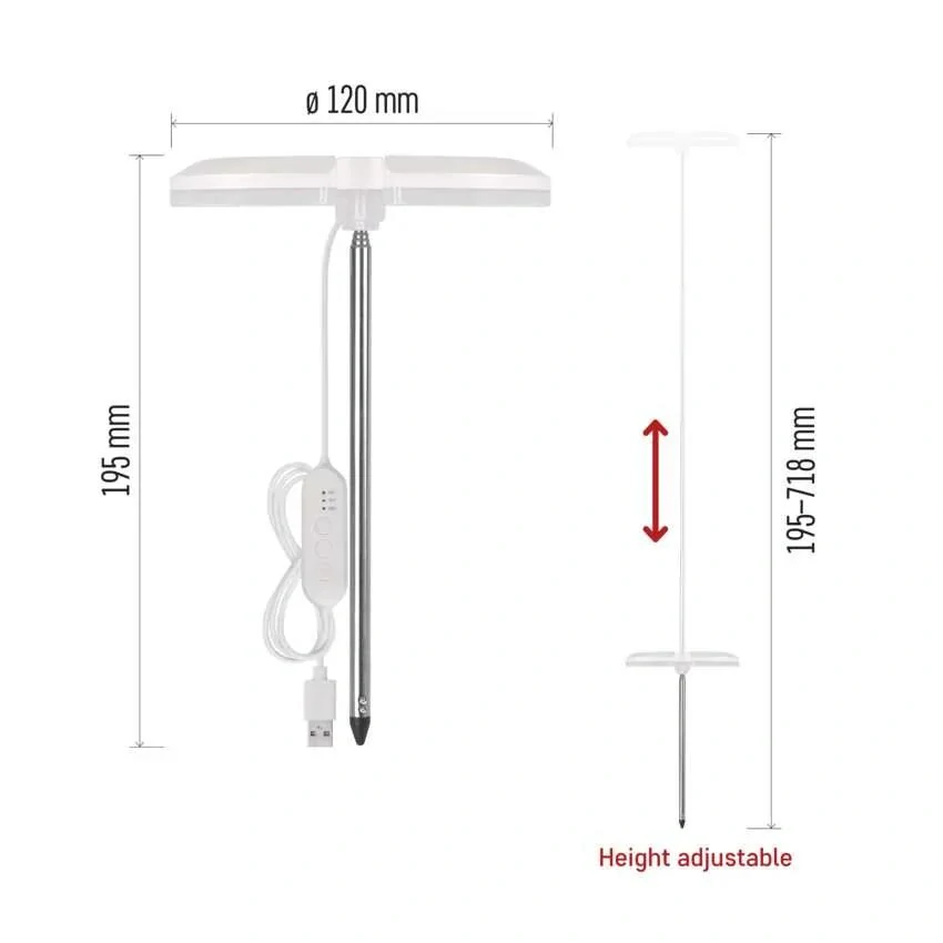LED GROW pestovateľská lampa 8 W, časovač, stmievateľná, biela
