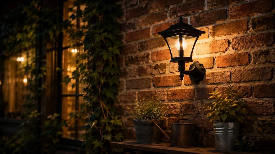 Solárna nástenná lampa lampáš 8 LED 50 lm IP44 – teplá biela, čierna, 21 cm