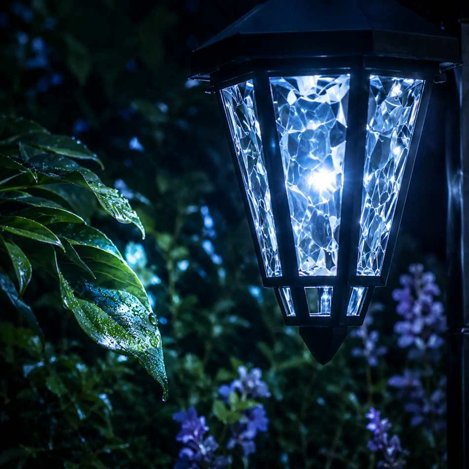 Solárny dvojitý svietnik 137 cm – kryštálové lampy, studená biela, IP44