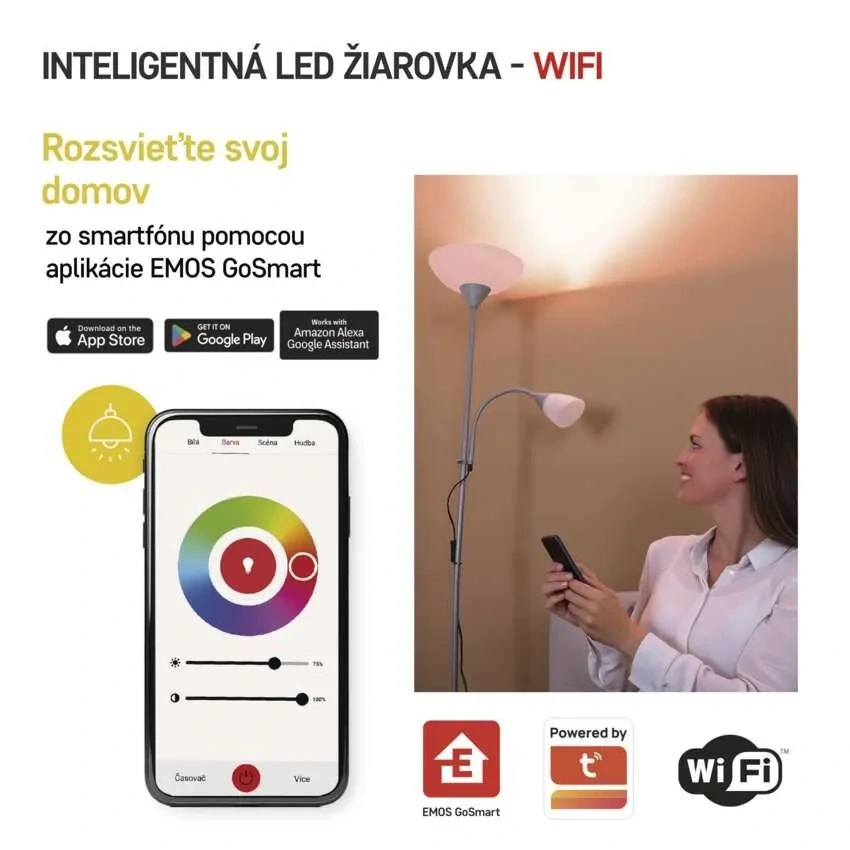 LED žiarovka GoSmart sviečka / E14 / 4,8 W (40 W) / 470 lm / RGB / stmievateľná / WiFi