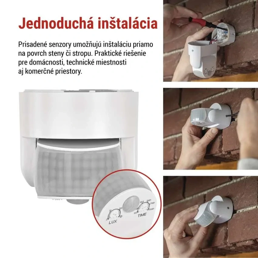 PIR senzor (pohybové čidlo) IP65 1200W, biely