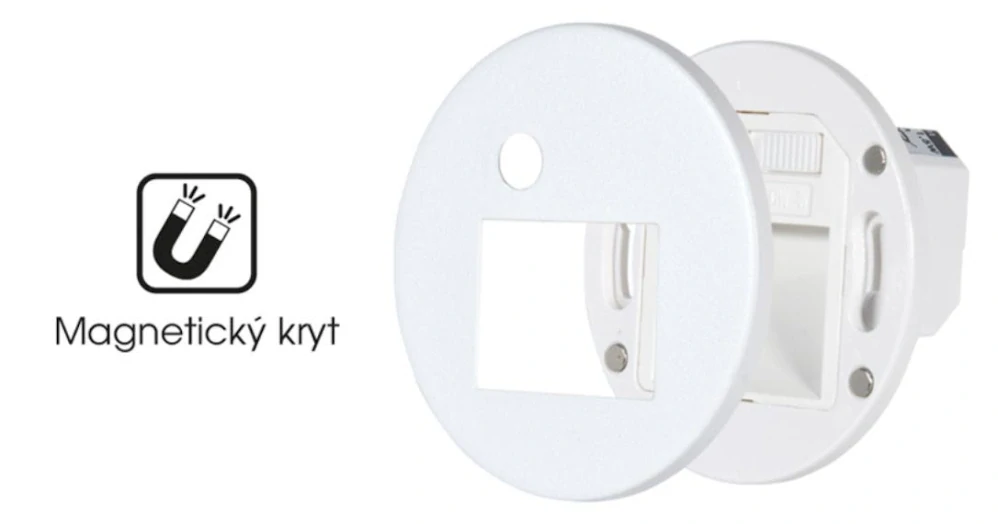 Ecolite STEP SSS-R80-SQ/PIR/BI so zloženým magnetickým krytom s otvorom pre senzor – prepínač farby svetla 3000/4000/5700 K