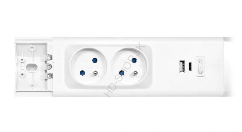 LED podlinkové svietidlo so zásuvkami a USB 18W
