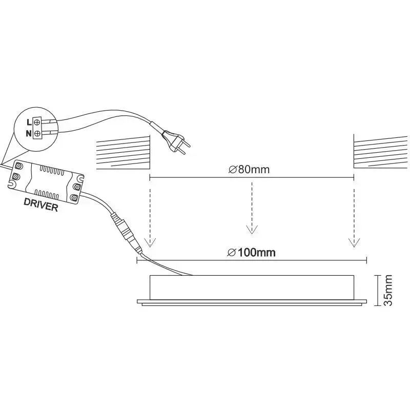 Zapustený LED panel kruh 7,5W / 4000K / biely