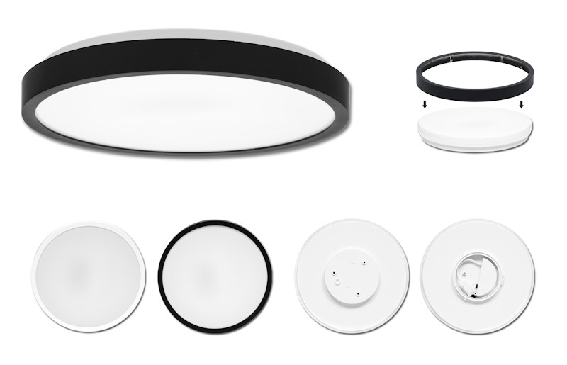 LED stropné svietidlo 18W, IP44, čierne
