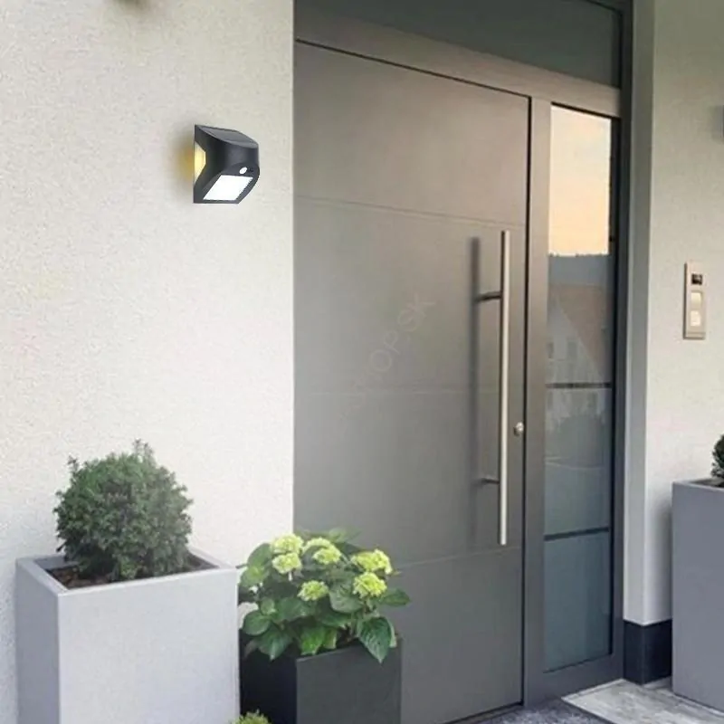 LED čierne nástenné solárne svietidlo 3W / 300lm / 3000K / 4000K 