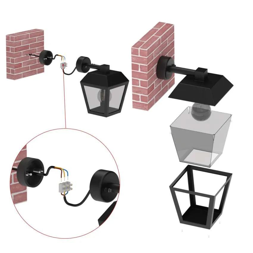 Záhradné nástenné svietidlo ADENIA, antracit, E27, IP44