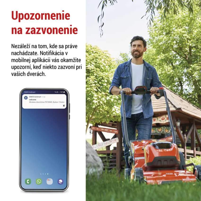 GoSmart Domový bezdrôtový zvonček do zásuvky s WiFi, šedý