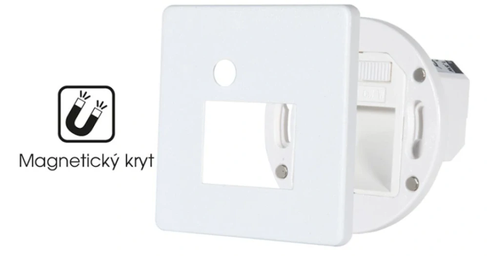 Ecolite STEP SSS-S80-SQ/PIR/BI so zloženým magnetickým krytom s otvorom pre senzor – prepínač farby svetla 3000/4000/5700 K