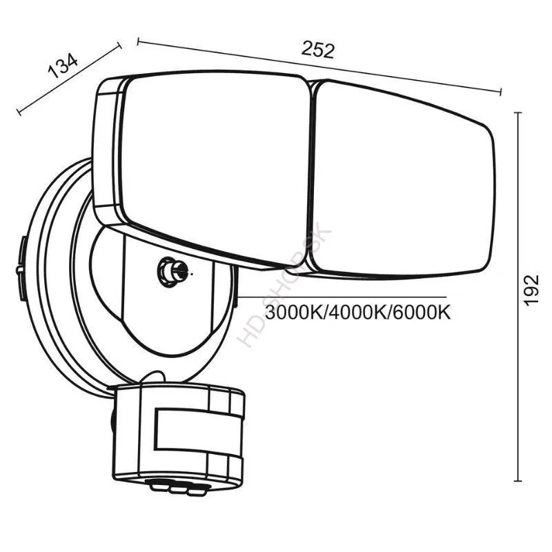 Vonkajší biely LED reflektor s PIR senzorom 24W / 3000K / 4000K / 6000K