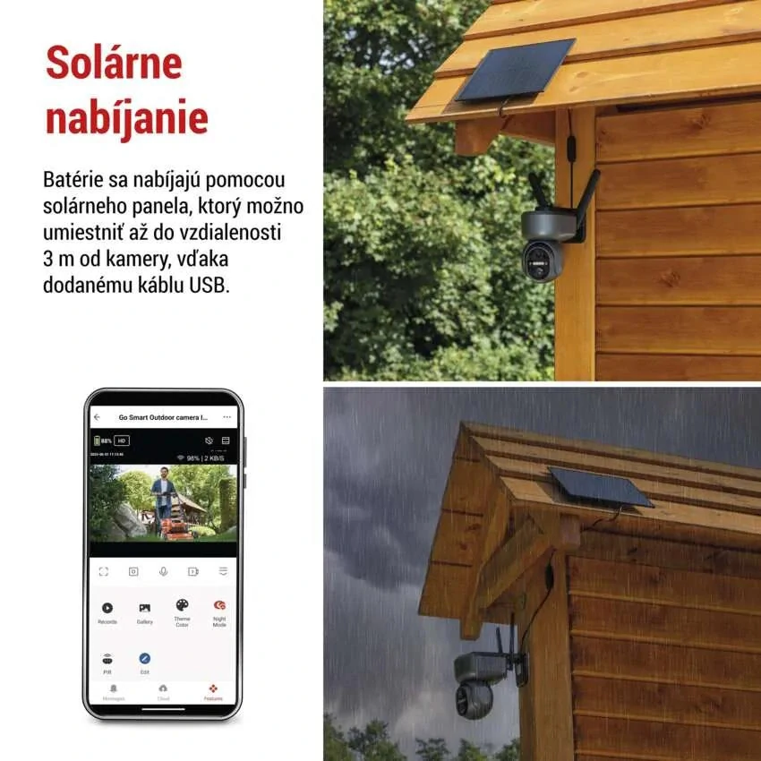 GoSmart Vonkajšia otočná kamera IP-6000 OWL s 4G/LTE, šedá, so solárnym panelom