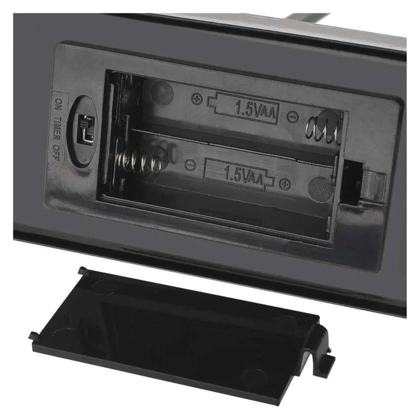 LED svietnik kovový čierny, 40 cm, 2x AA, vnútorný, teplá biela