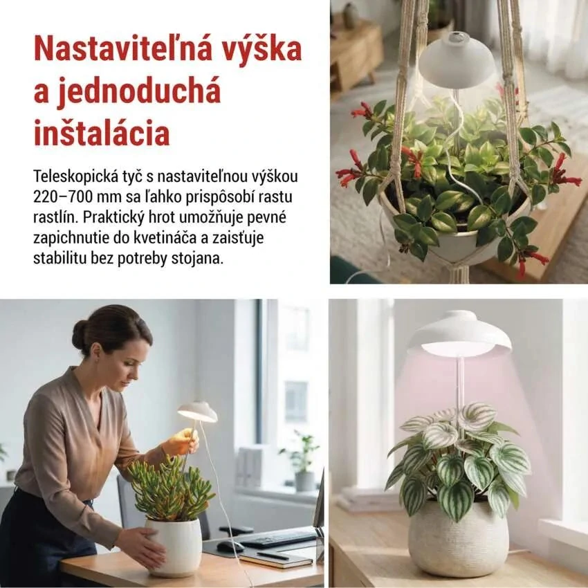 LED GROW pestovateľská lampa 5 W, časovač, biela