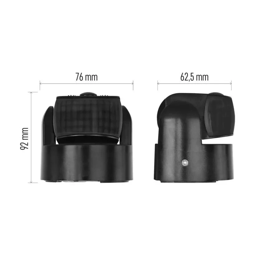 Rozmery PIR senzora EMOS GS14251 – výška 92 mm, šírka 76 mm, hĺbka 62,5 mm