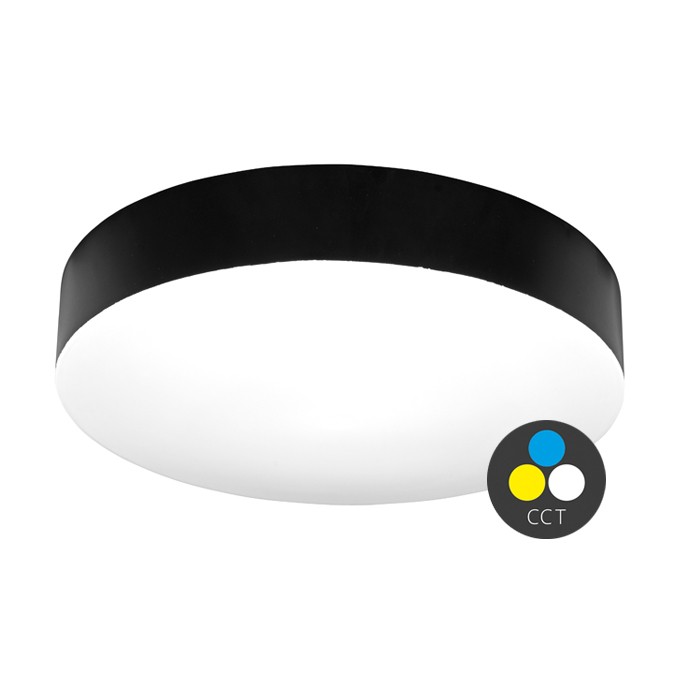 Stropné LED svietidlo MAKARON kruh, Ø 40 cm, 36 W, CCT, IP44, čierne (WML400-CCT/36W/CR)