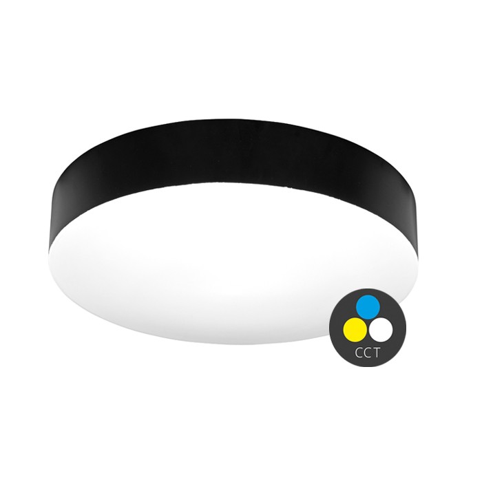 Stropné LED svietidlo MAKARON kruh, Ø 30 cm, 24 W, CCT, IP44, čierne (WML300-CCT/24W/CR)