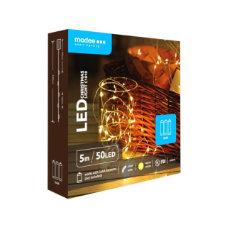 LED vianočná dekorácia na batérie 5m teplá biela